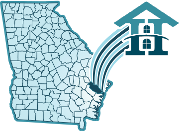 Map showing the location of Hinesville in Georgia.